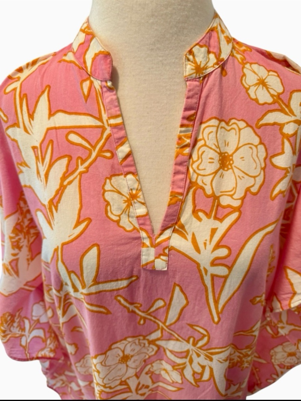 Olivia James The Label Louisa Cover Up Kaftan Pink Orange Floral Small - Picture 2 of 14